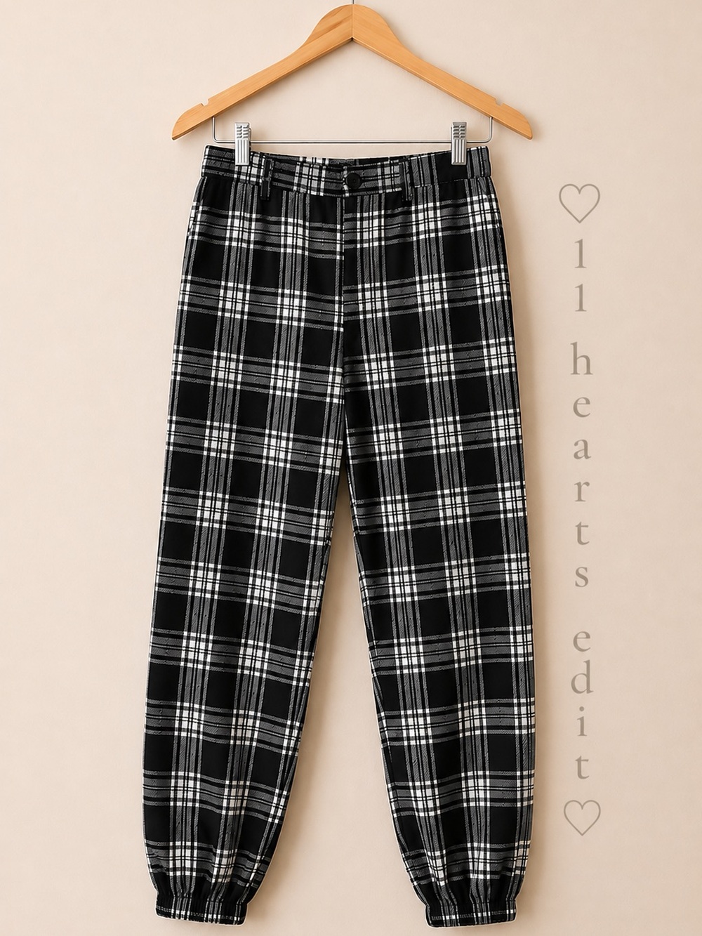 I.AM.GIA Cobain Plaid Jogger Pants Black White Checkered Size Small